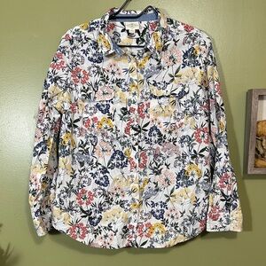 St. John’s Bay Floral Button-Up Shirt 100% cotton Large